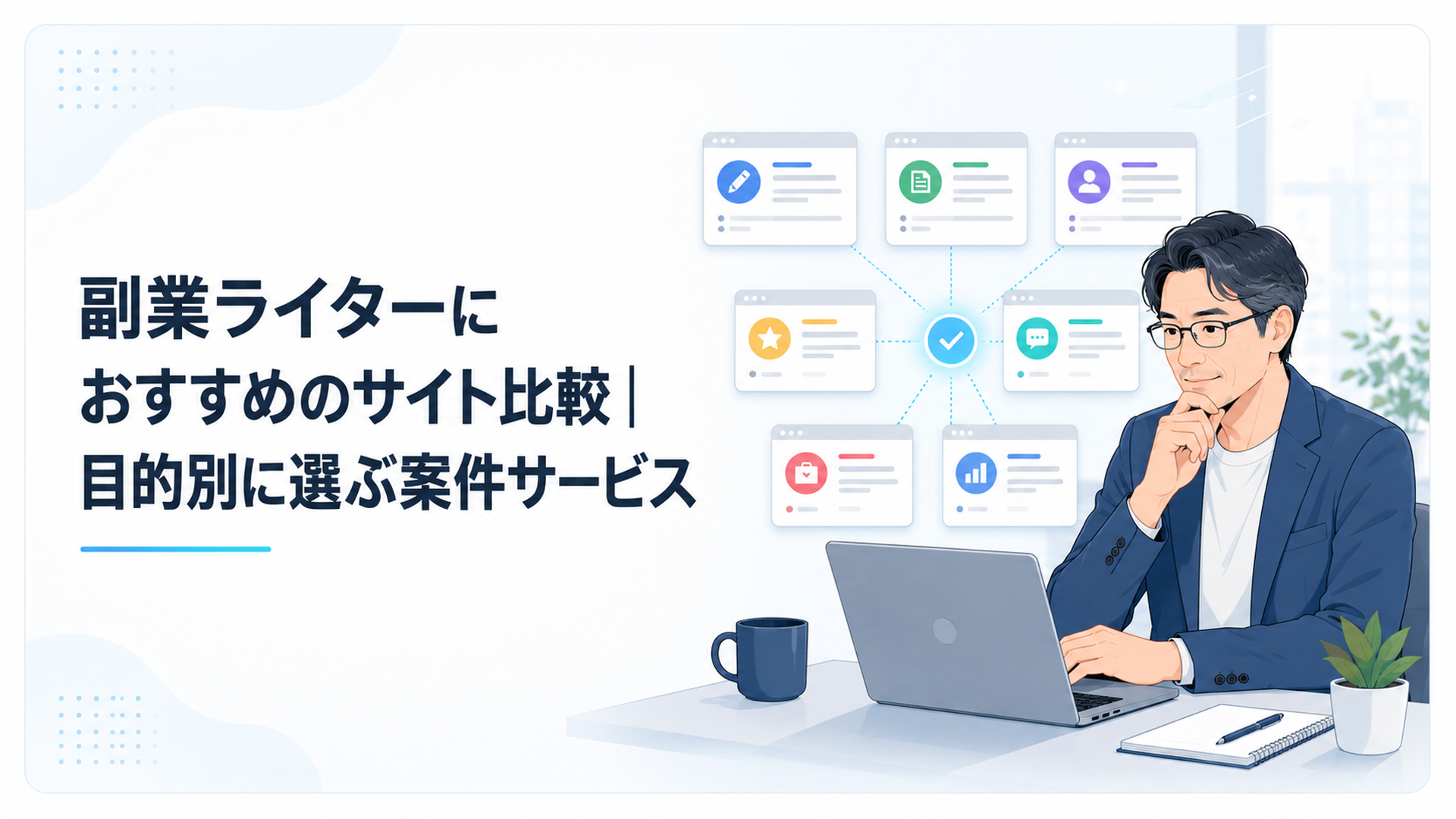 7つの副業Webライター向けサイトをパソコンで比較する40代会社員