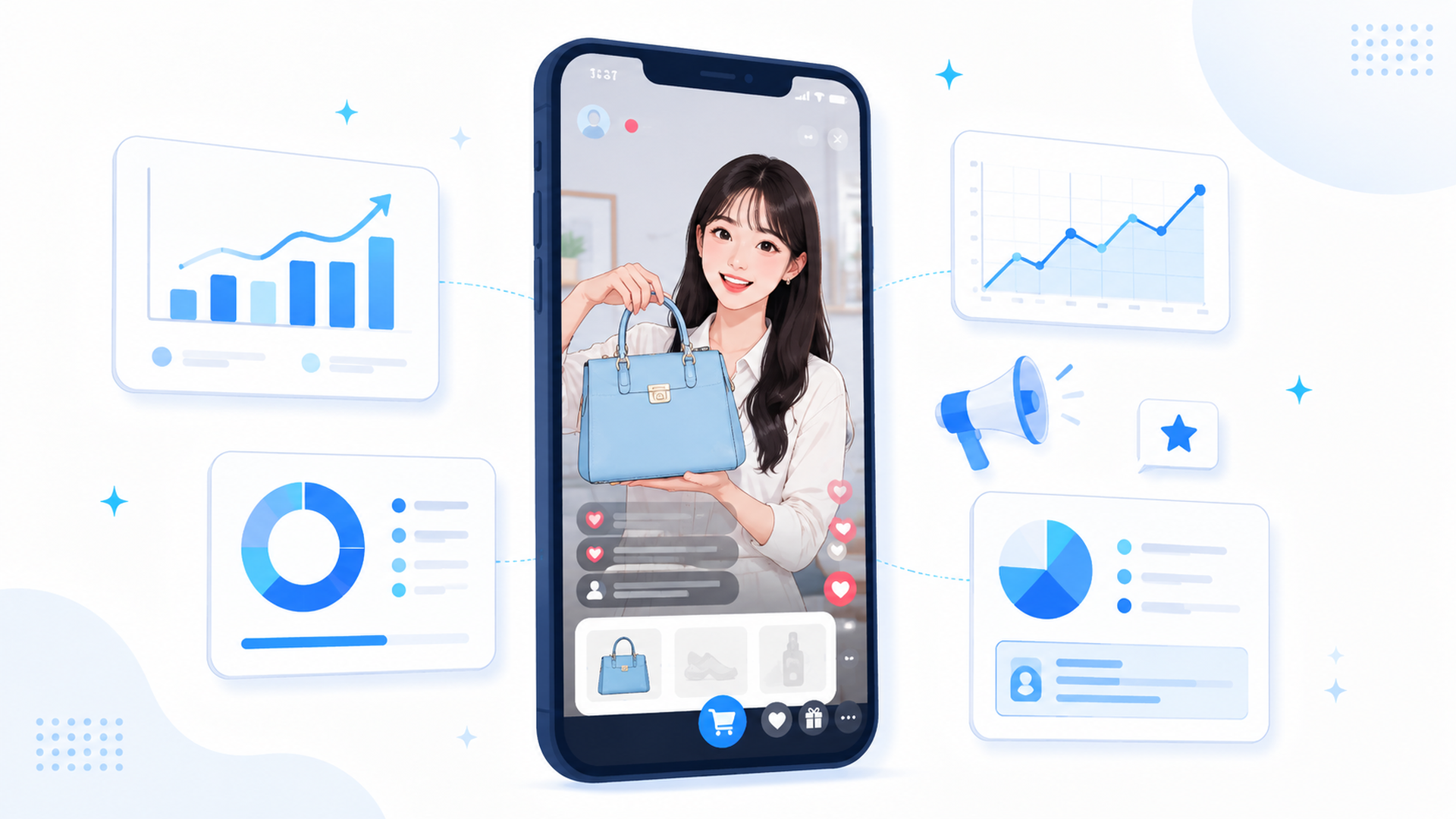 スマートフォン上のTikTok Shop動画と発表データ